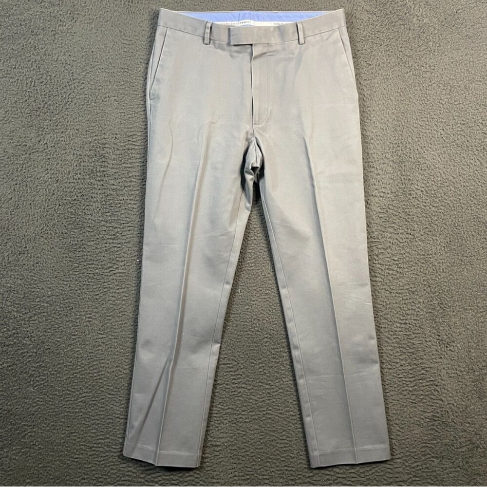 Charles Tyrwhitt men’s grey pants 32x29 extra slim fit chinos preppy casual